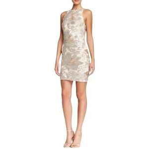 Alexia Admor Dress Womens S Gold Silver Sequin Floral Bodycon‎ Mini D1888SQ